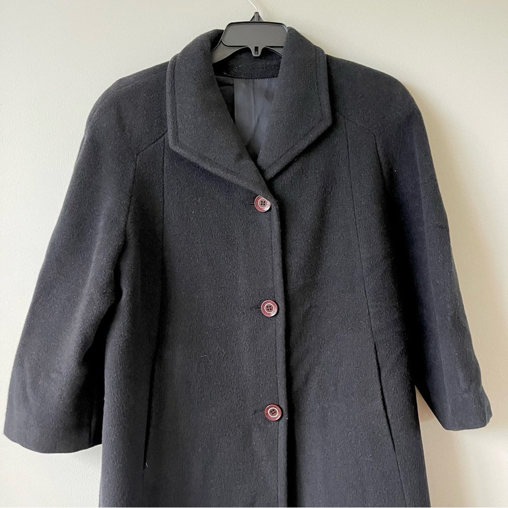 Black Women's Wool Full Length Swing Coat L